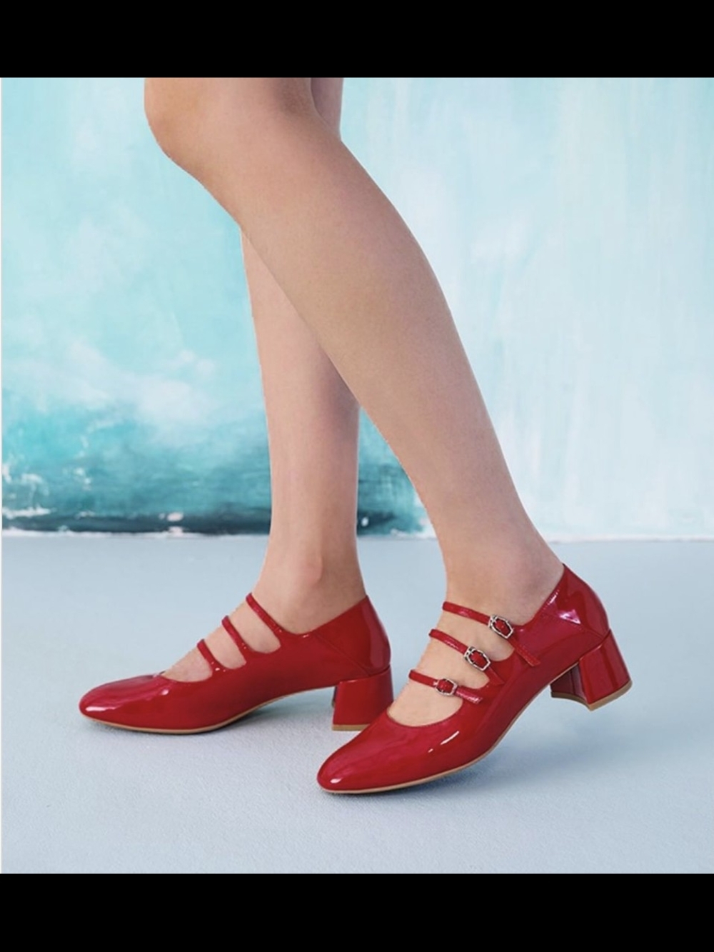 Red Patent Mary Jane Block Heel Pumps ( NEW. no box)